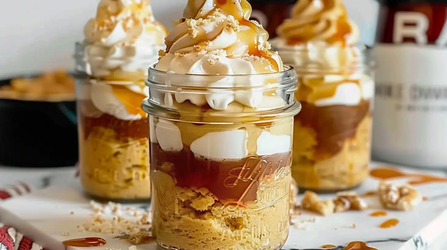 Decadent Butterbeer Cake Jars - a delicious dessert inspired by the classic Butterbeer flavor
