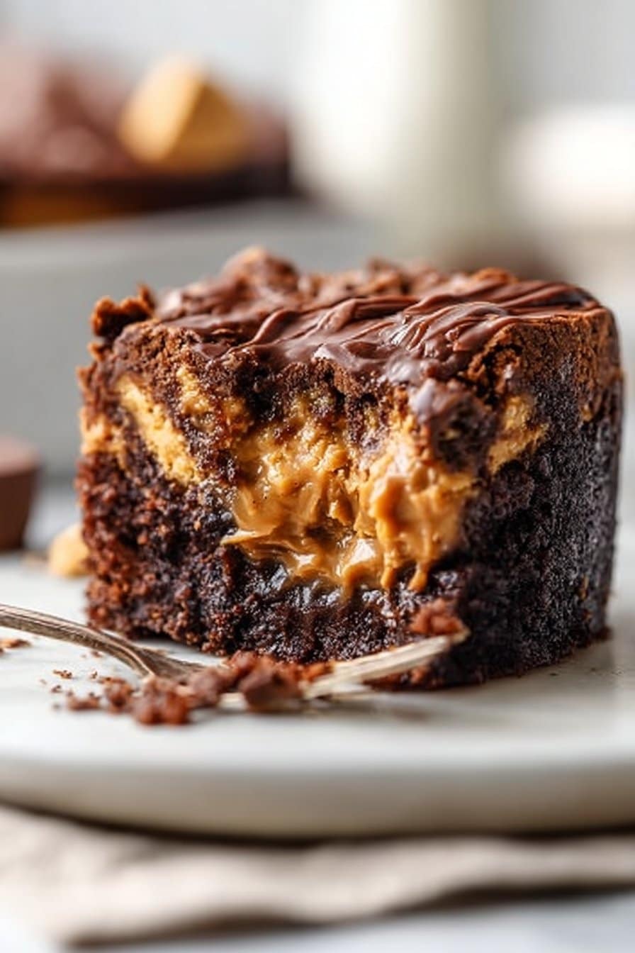 Reese’s Chocolate Peanut Butter Cup Earthquake Cake