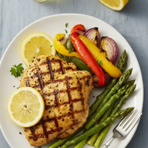 Grilled Lemon Pepper Chicken with Roasted Vegetables