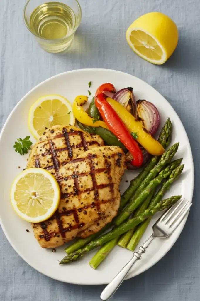 Grilled Lemon Pepper Chicken with Roasted Vegetables