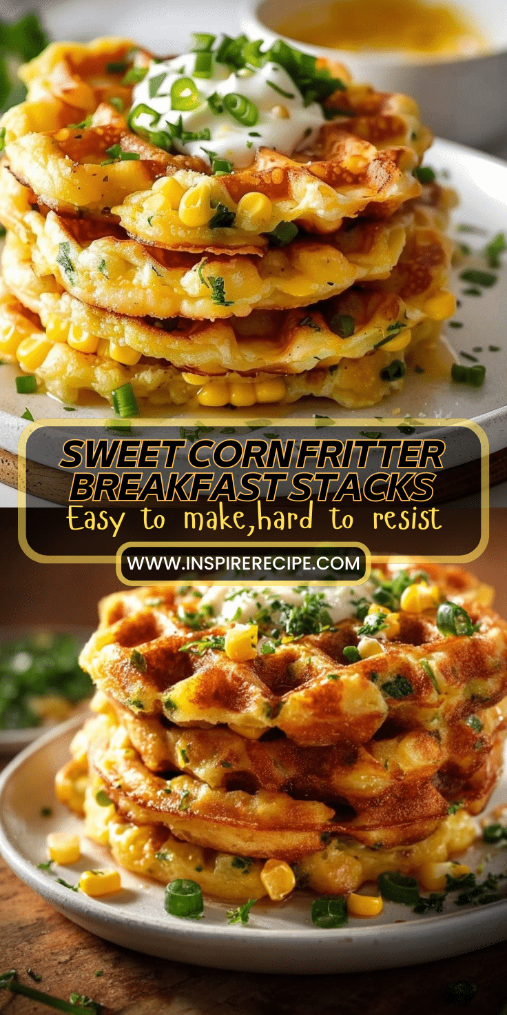 Stack of sweet corn fritters with green onions, golden and crisp, on a plate.