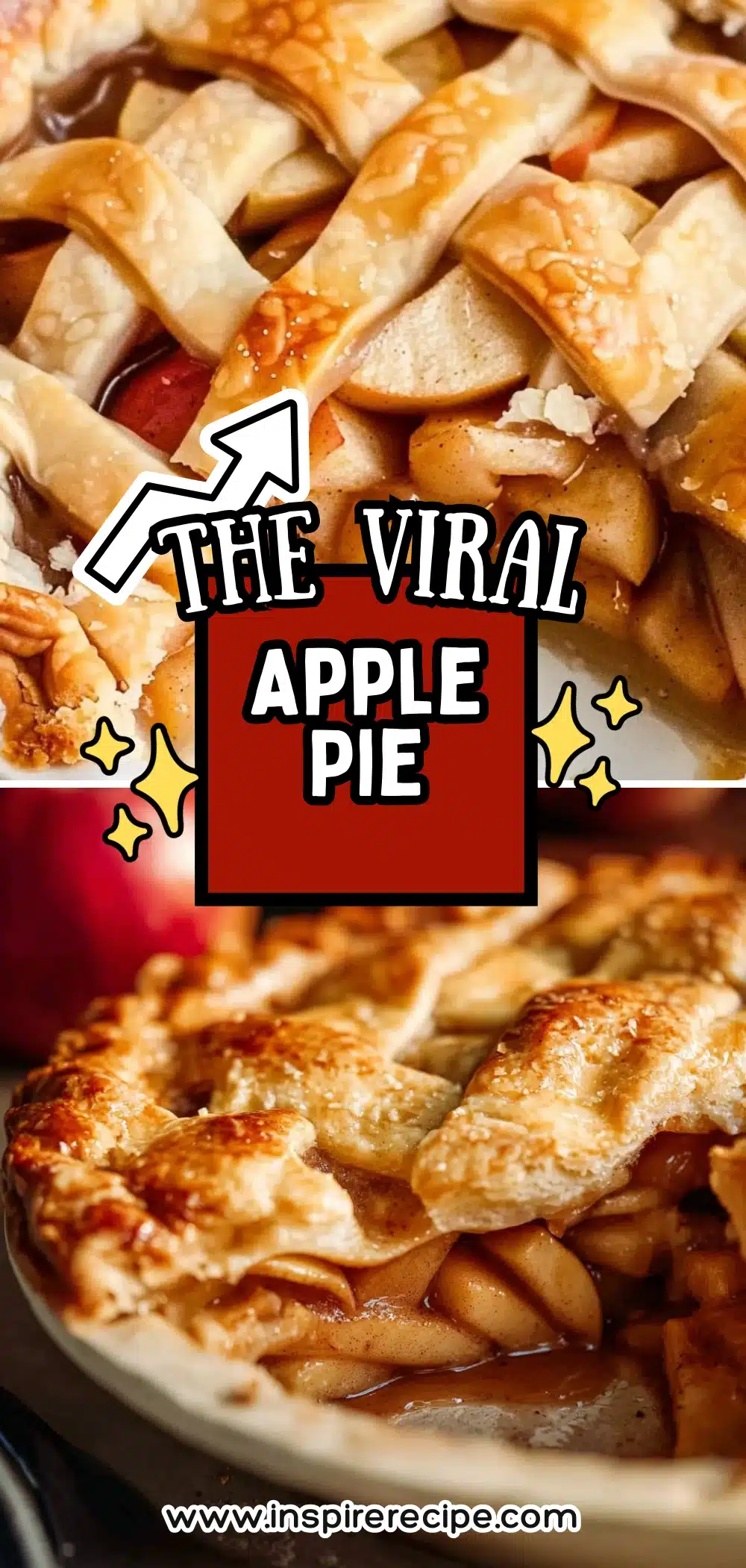 Classic double-crust apple pie with golden lattice top and juicy cinnamon apple filling.