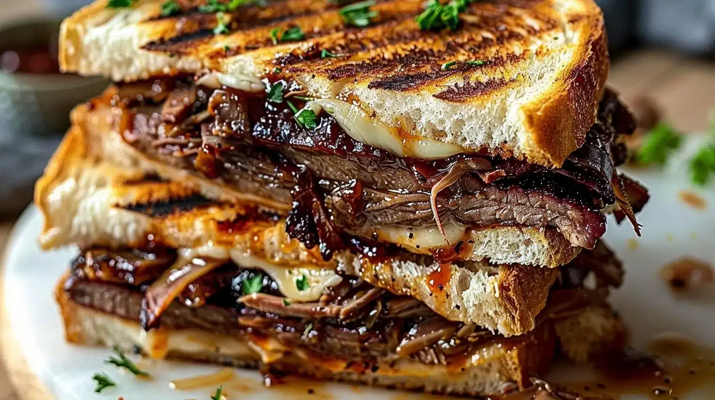 Delicious BBQ brisket melts with tender brisket and melted cheese