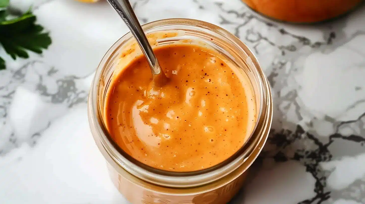 Delicious comeback sauce served in a bowl with fresh vegetables for dipping.