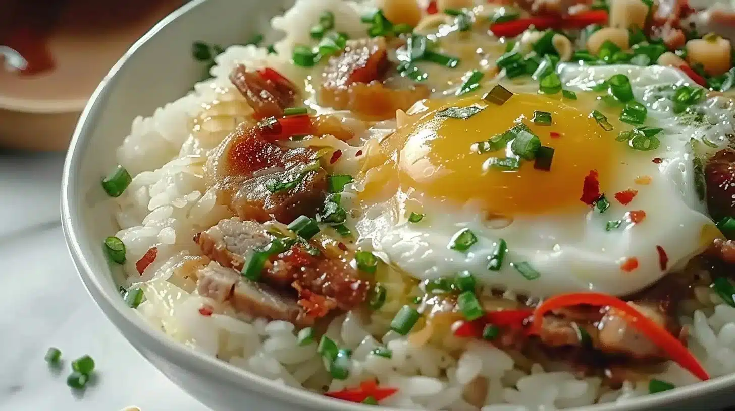 A traditional Filipino breakfast platter with tapsilog, longganisa, and egg.