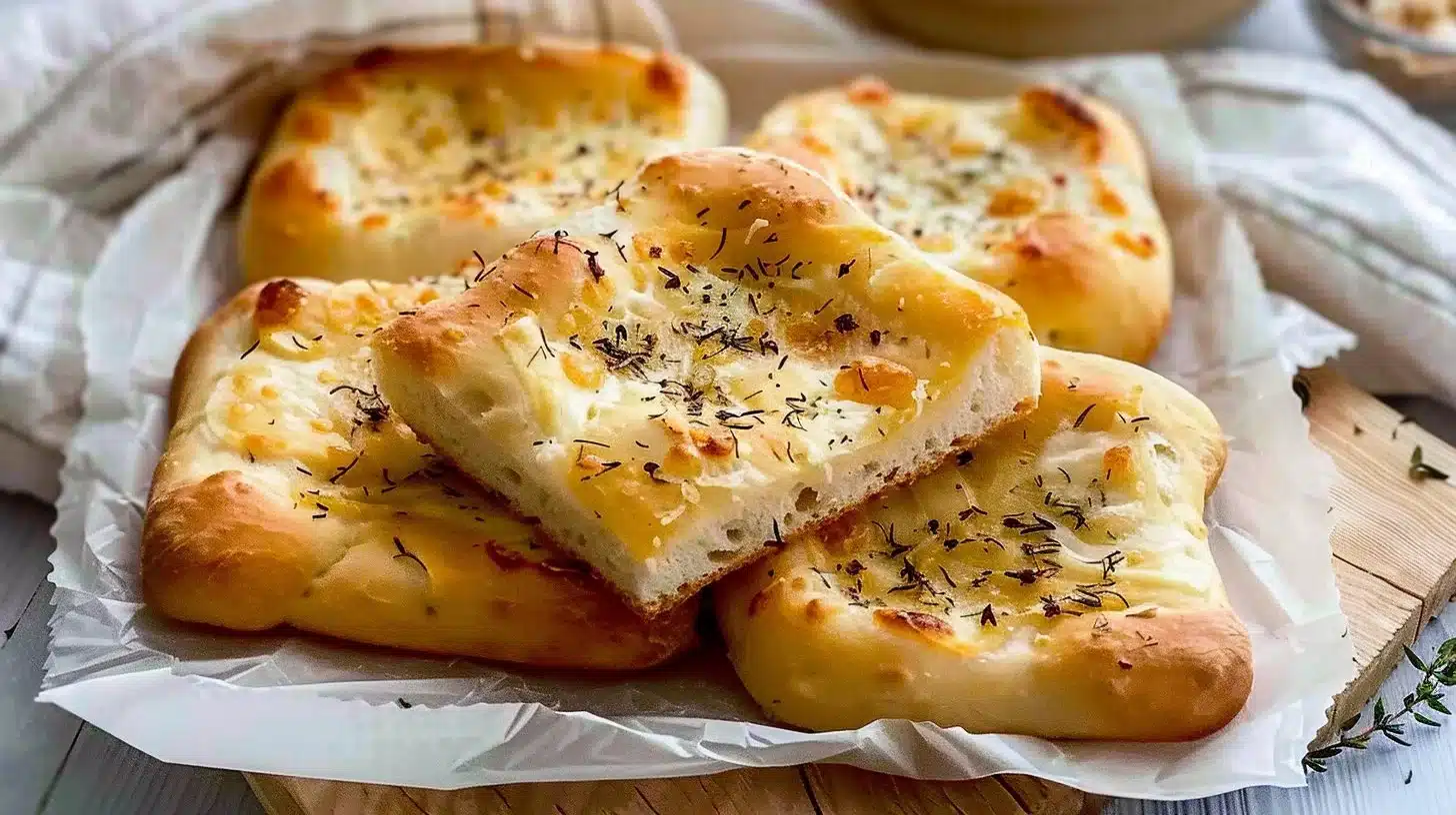 Homemade Yogurt Cheese Focaccia bread with herbs and spices