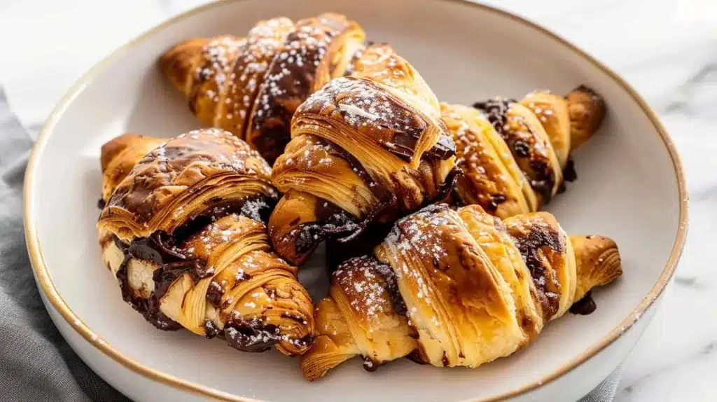 Delicious Chocolate Rugelach pastries with rich chocolate filling.