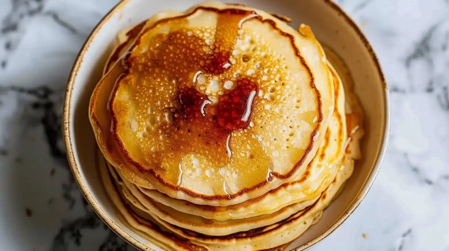 Fluffy sourdough pancakes made with sourdough discard for a tasty breakfast.