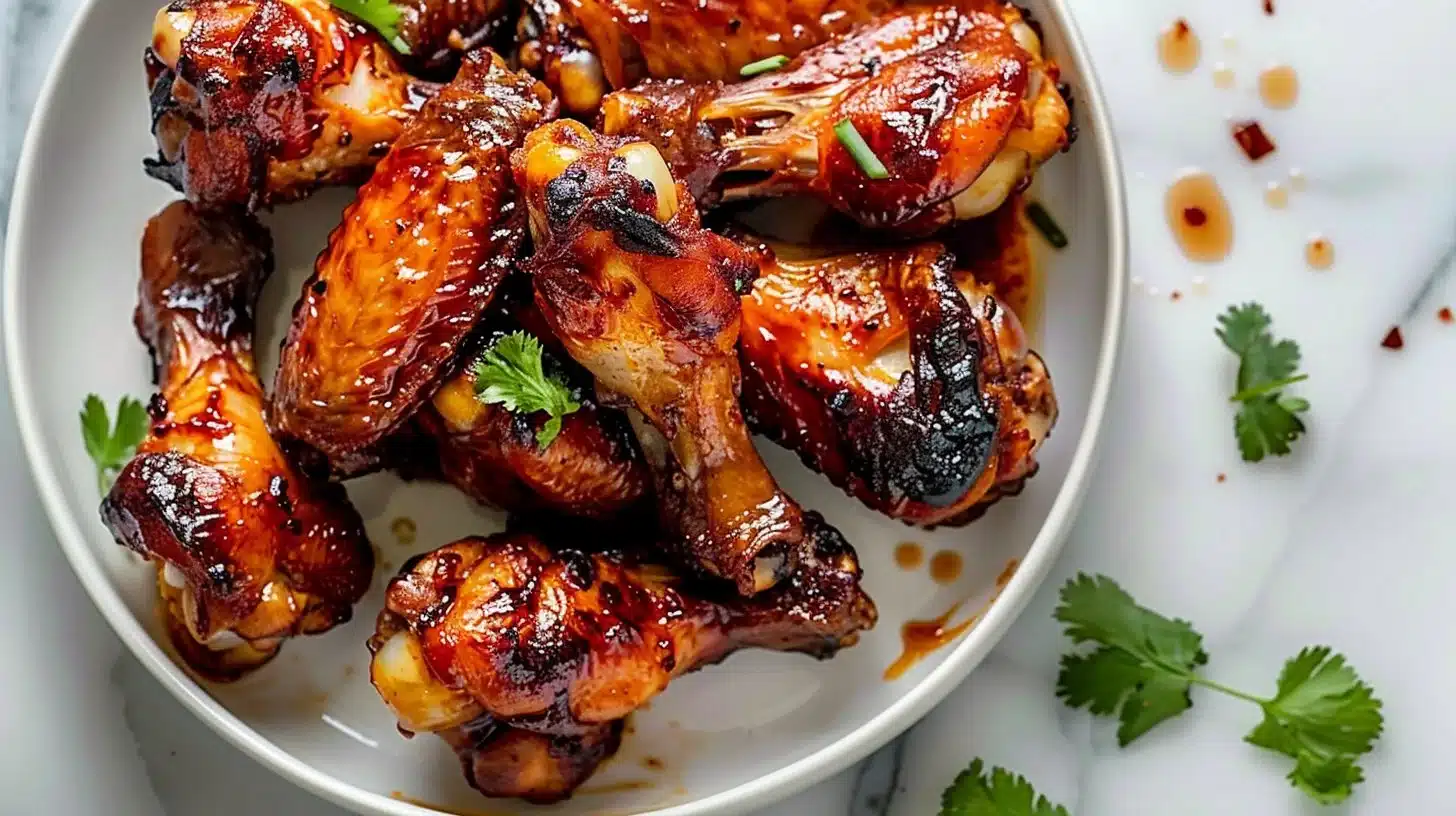 Crispy baked chicken wings seasoned with spices and ready to enjoy