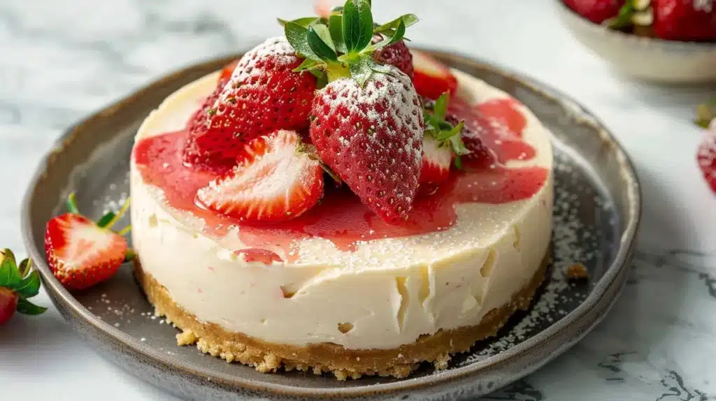 White Chocolate Strawberry Cheesecake