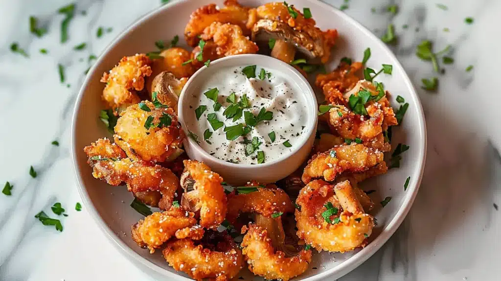 Crispy Fried Sliced Mushrooms with Ranch (Better Than Restaurant Quality!)