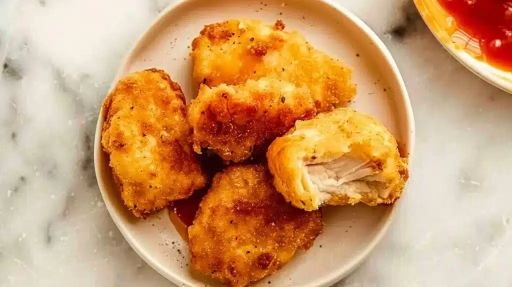 Crispy Air Fryer chicken nuggets ready to serve