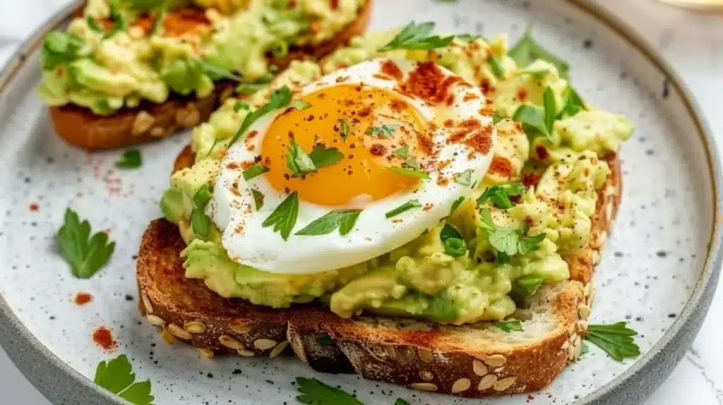 Avocado toast topped with a perfectly cooked egg for a healthy breakfast