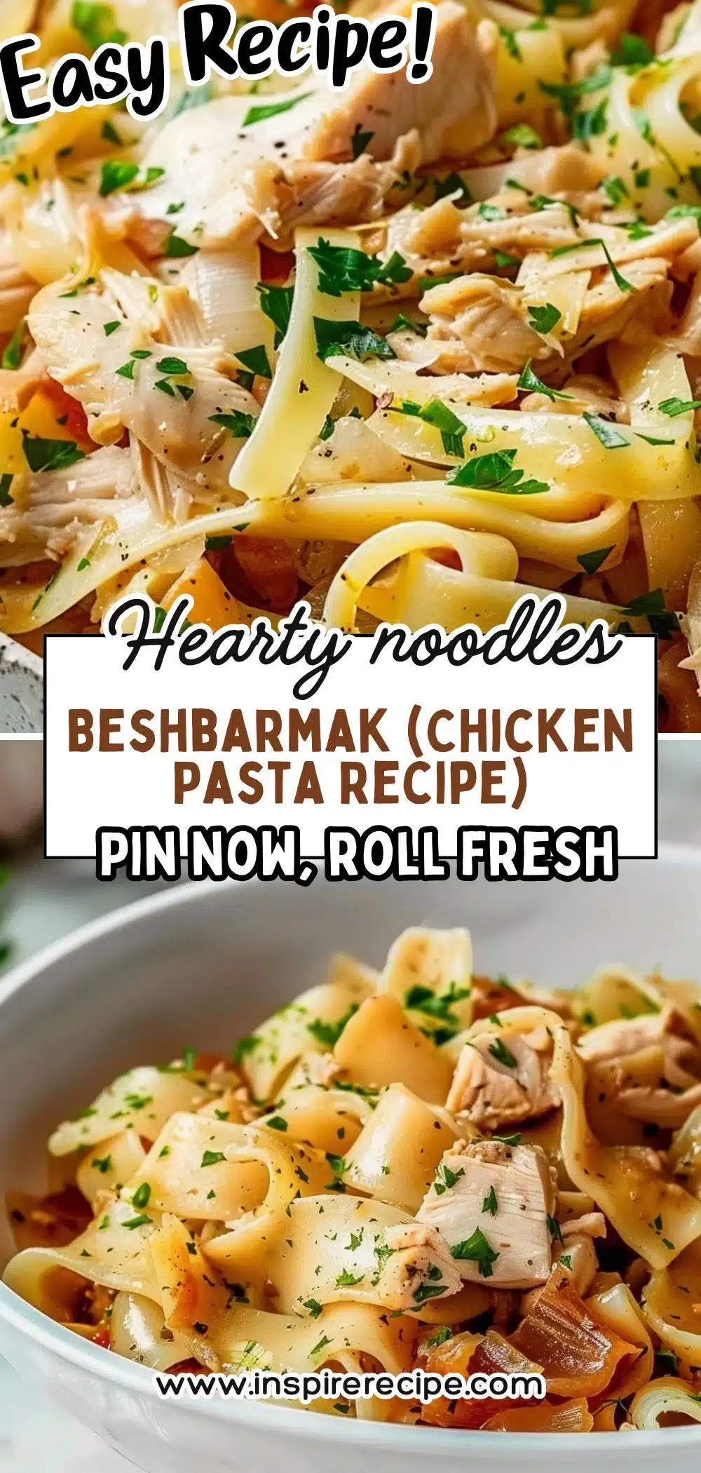 Delicious Beshbarmak chicken pasta dish served on a plate