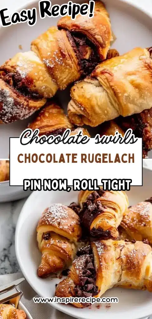 Delicious Chocolate Rugelach pastries with rich chocolate filling.