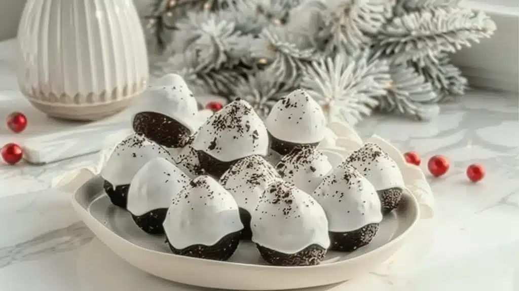 Delicious Christmas Oreo Balls decorated for the holiday season