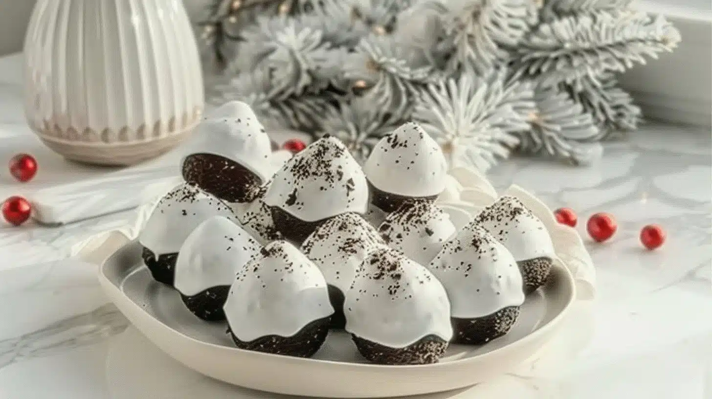 Delicious Christmas Oreo Balls decorated for the holiday season