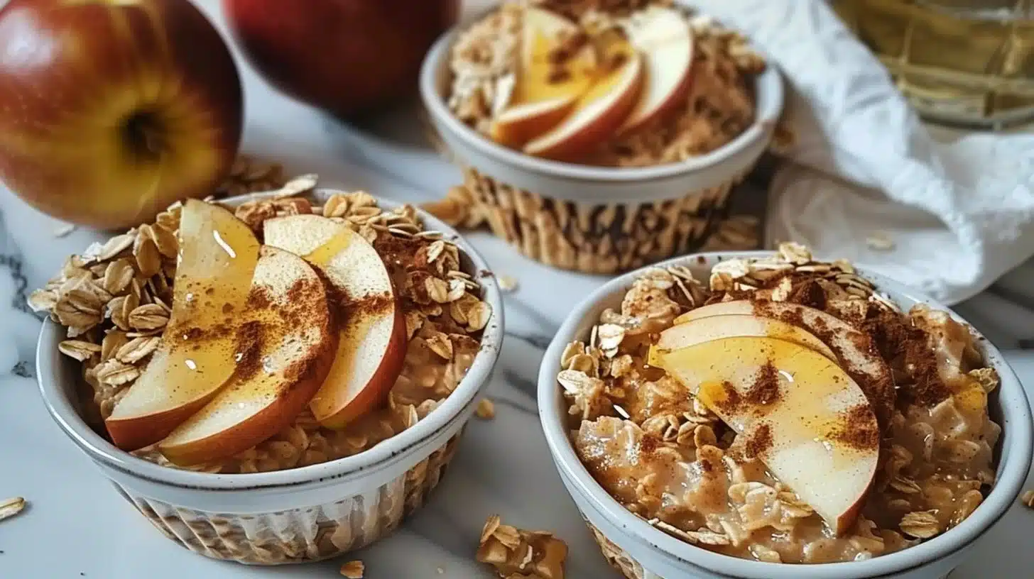 Baked apple cinnamon oatmeal cups for a delicious healthy breakfast