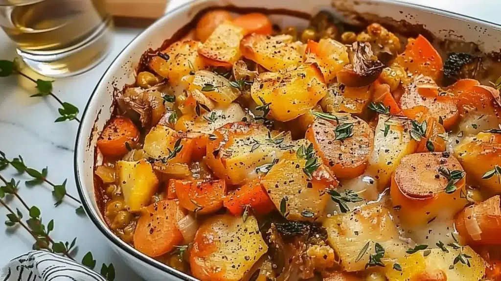 Delicious autumn harvest veggie casserole with seasonal ingredients