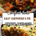 Delicious Easy Shepherd's Pie served in a bowl, topped with golden mashed potatoes.