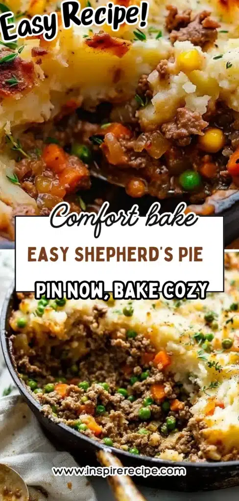 Delicious Easy Shepherd's Pie served in a bowl, topped with golden mashed potatoes.