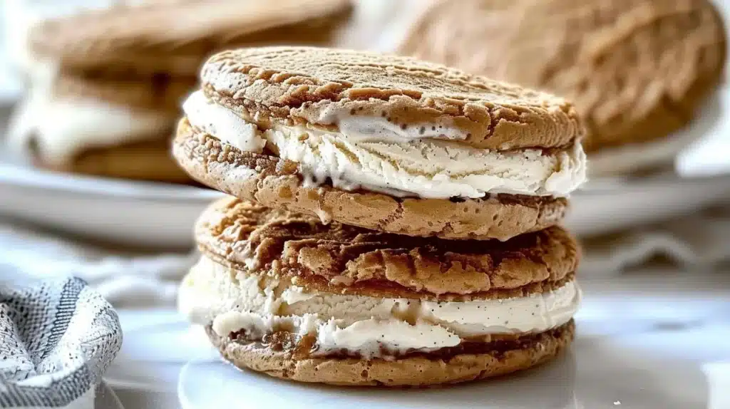 Ginger molasses ice cream sandwiches with a homemade cookie