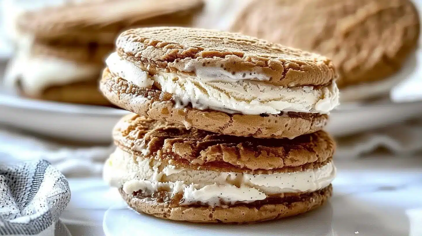 Ginger molasses ice cream sandwiches with a homemade cookie