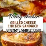 Grilled cheese chicken sandwich with crispy texture and melted cheese