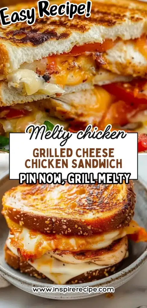 Grilled cheese chicken sandwich with crispy texture and melted cheese