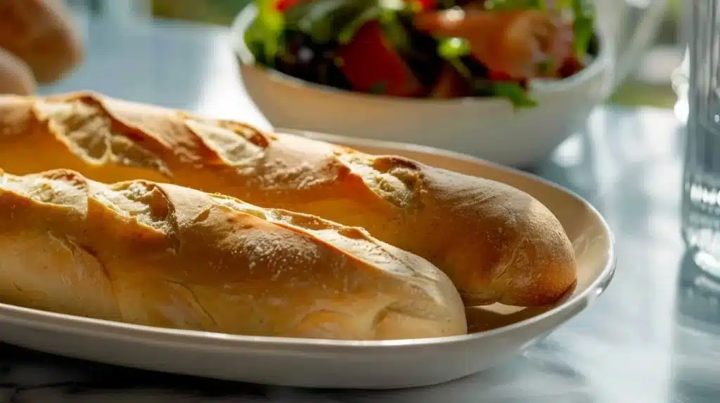 Freshly baked hoagie rolls ready for sandwich filling