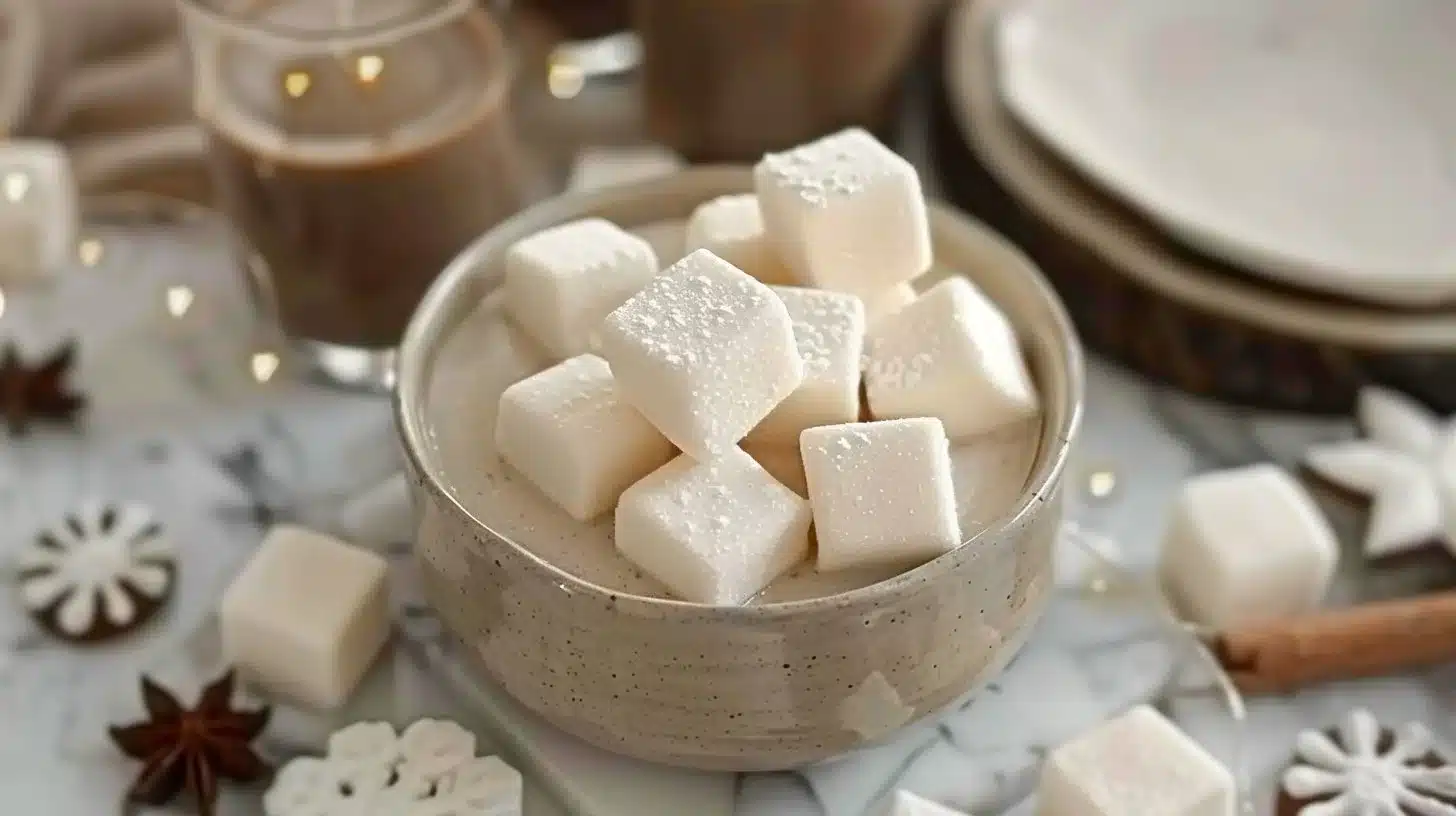 Homemade gingerbread marshmallows with festive spices