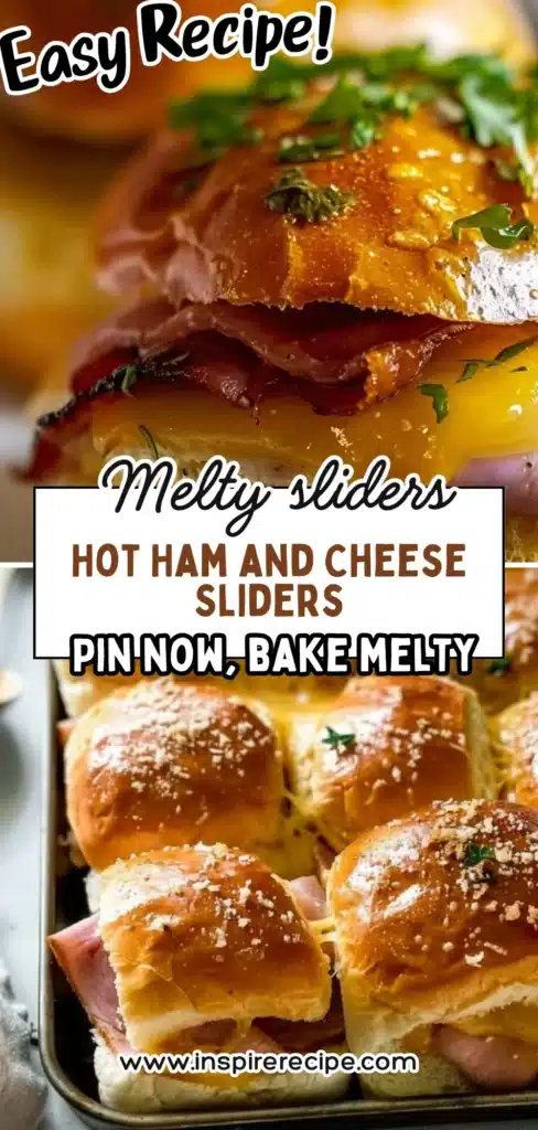 Delicious hot ham and cheese sliders served on a platter.