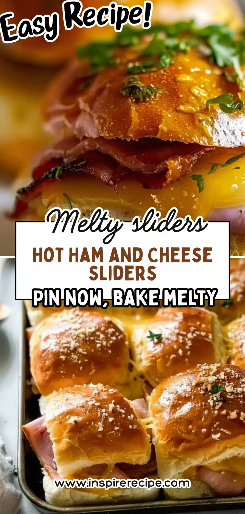 Delicious hot ham and cheese sliders served on a platter.