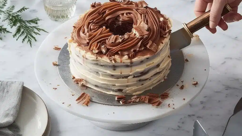 Delicious homemade Yule Log Cake from Martha Stewart, perfect for holiday gatherings.