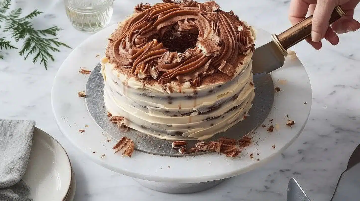 Delicious homemade Yule Log Cake from Martha Stewart, perfect for holiday gatherings.