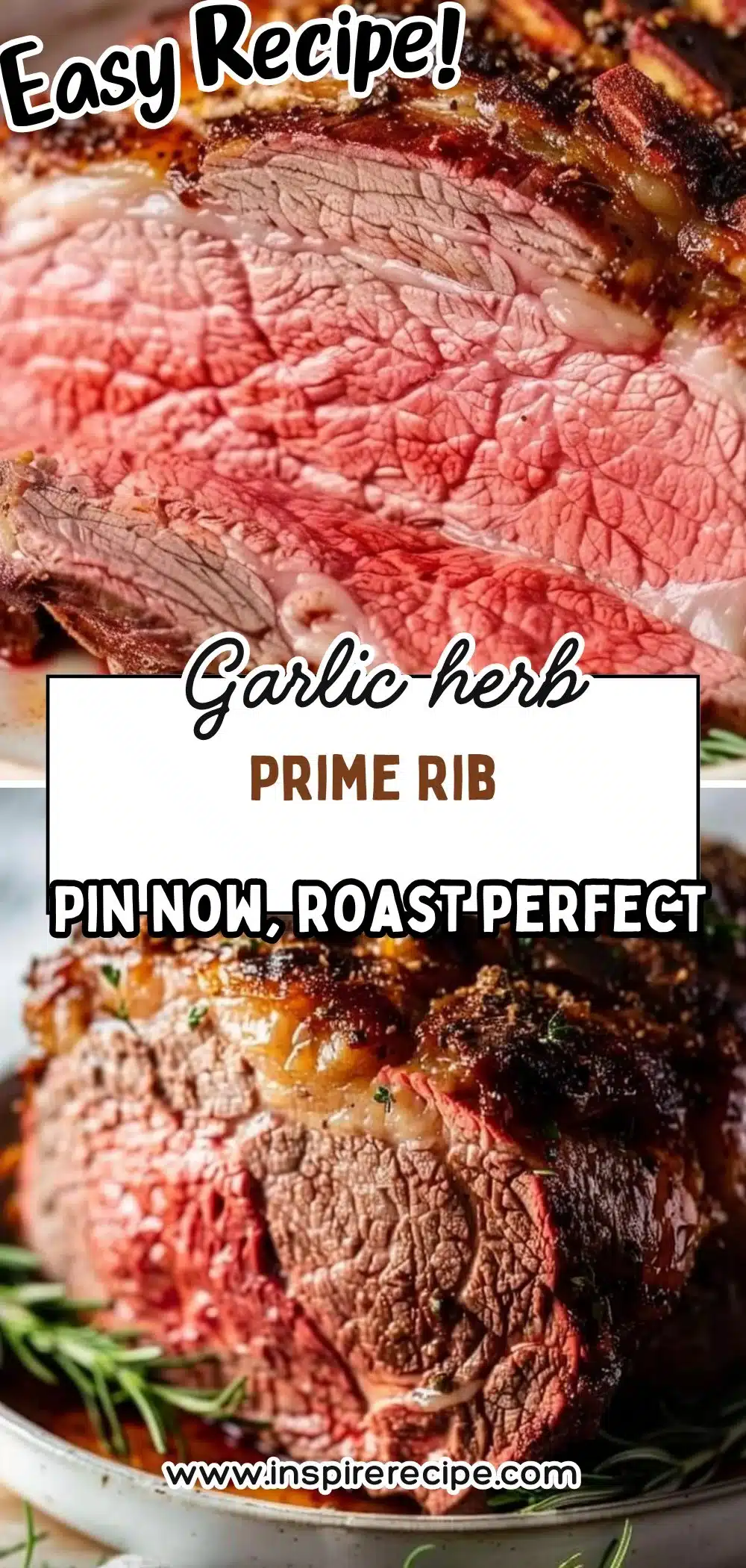 Perfectly cooked prime rib served with sides on a festive table