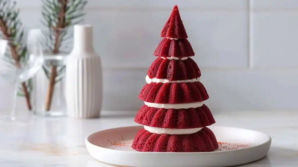 Red Velvet 3D Christmas Tree for holiday decorations