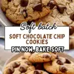 Soft chocolate chip cookies fresh out of the oven, warm and delicious.