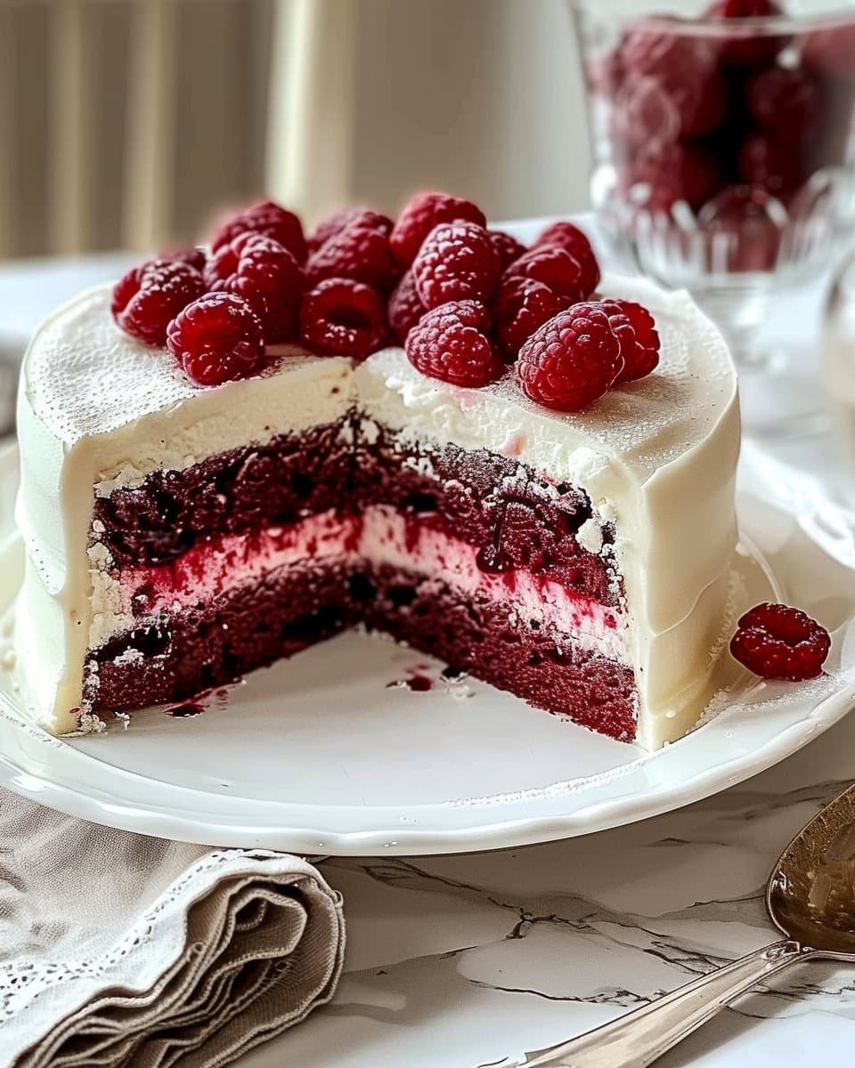White Chocolate Raspberry Cake