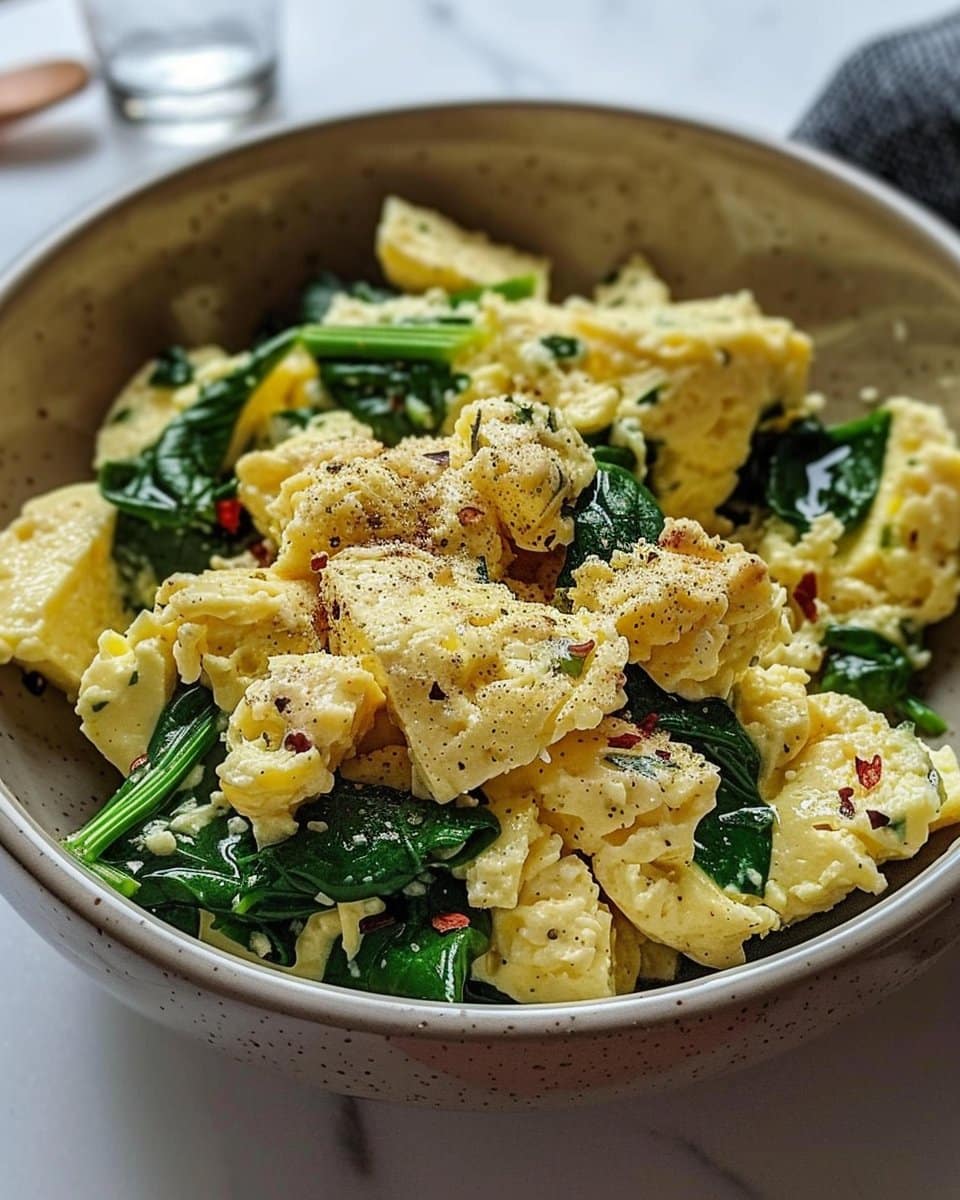 The Best Garlic Spinach Scramble Bowl for a Quick Energy Boost