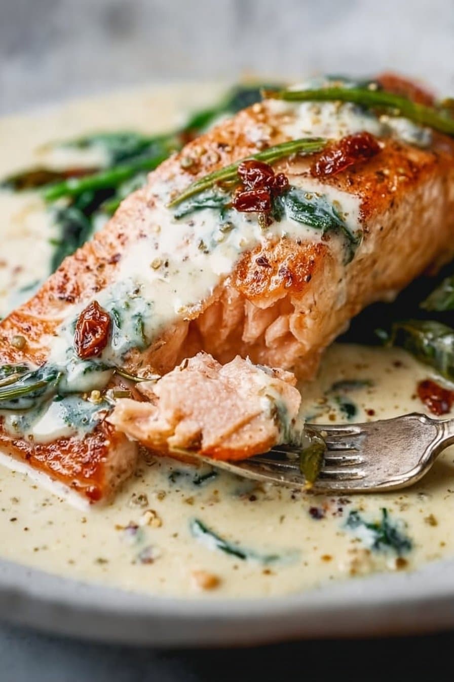 Pan-Fried Salmon with Parmesan Cream Sauce