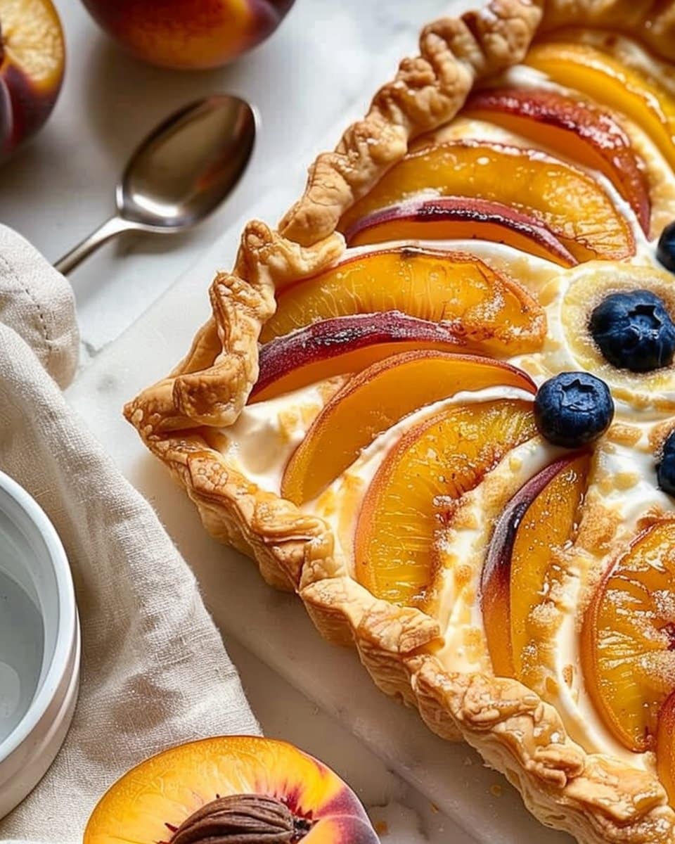 Peaches and Cream Puff Pastry Tart