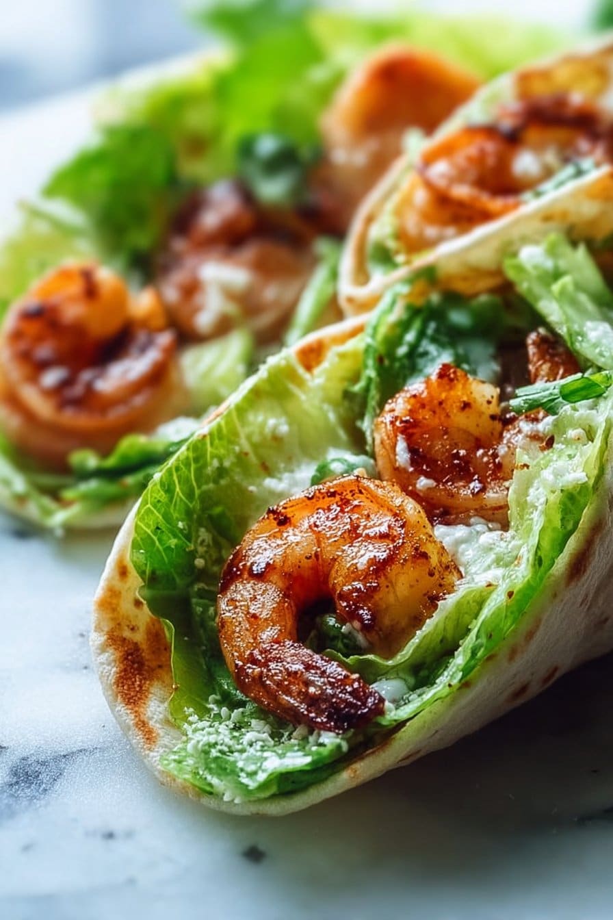 Delicious Caesar Shrimp Wraps