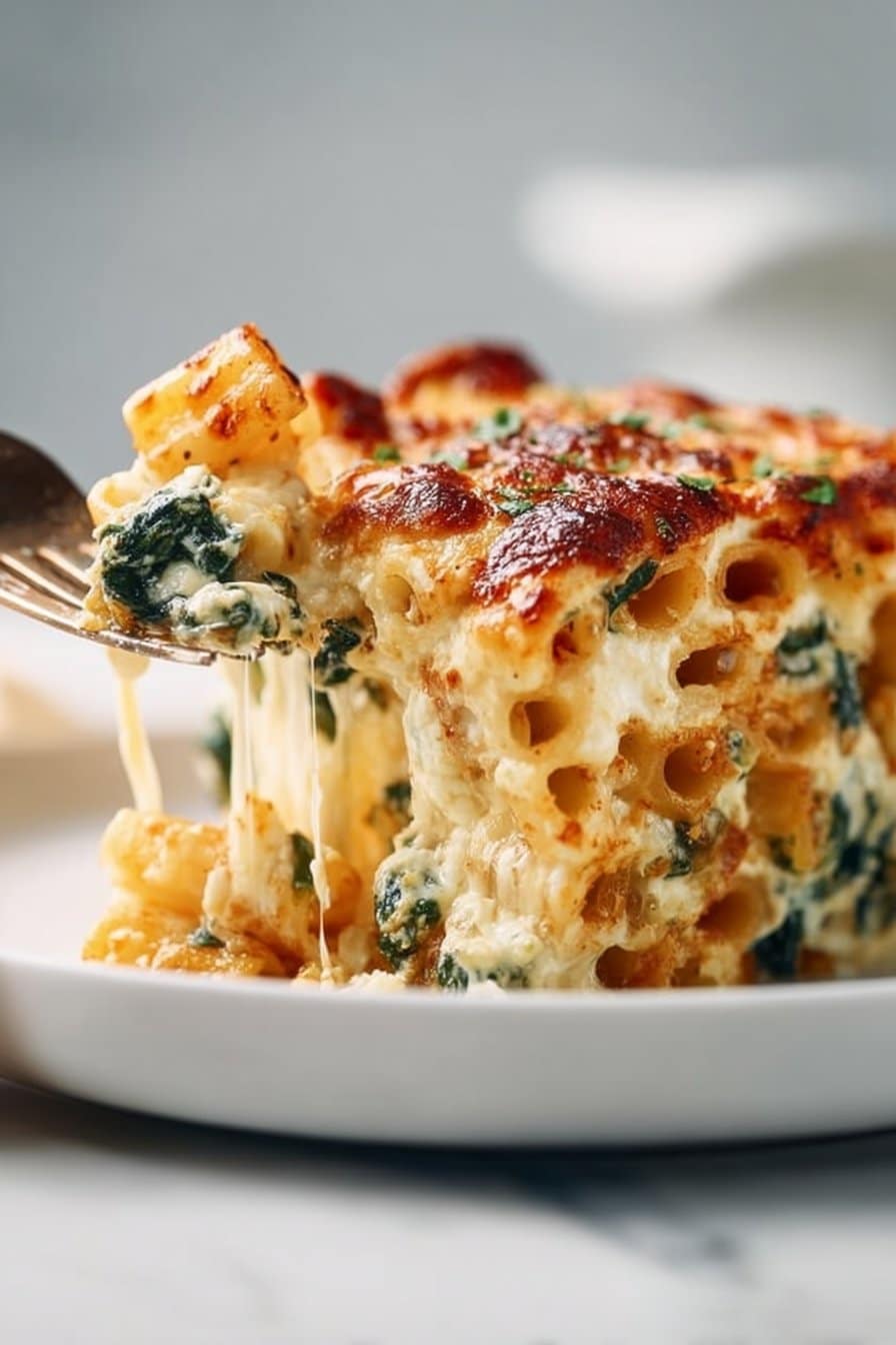 Creamy Baked Ziti with Spinach and Ricotta