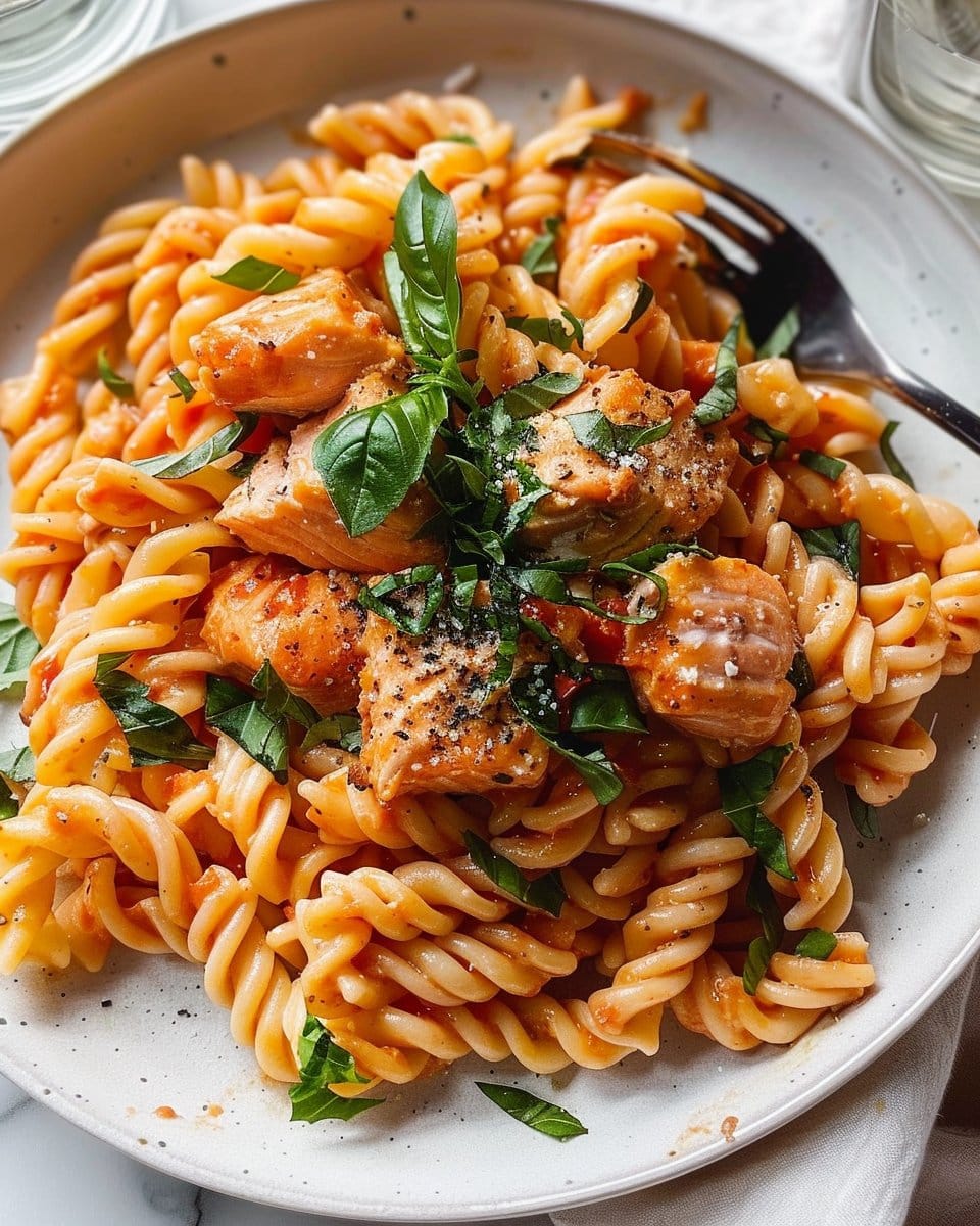 Tomato Basil Salmon Pasta