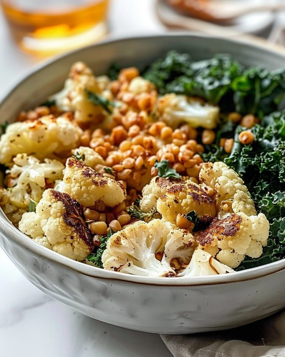 Quick and Easy Roasted Cauliflower and Kale Bowl
