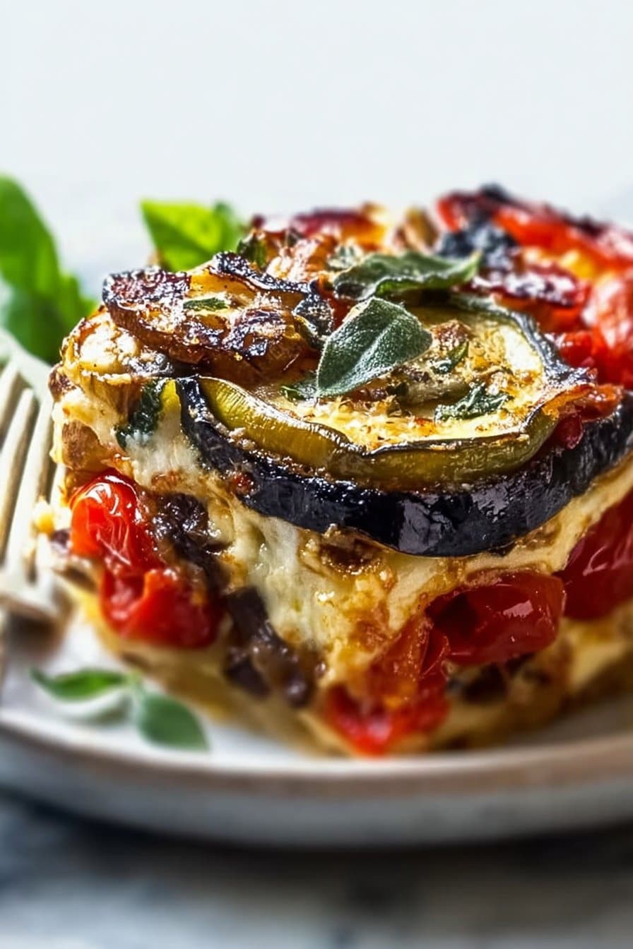 Vegetarian Ricotta Lasagna with Roasted Mediterranean Vegetables