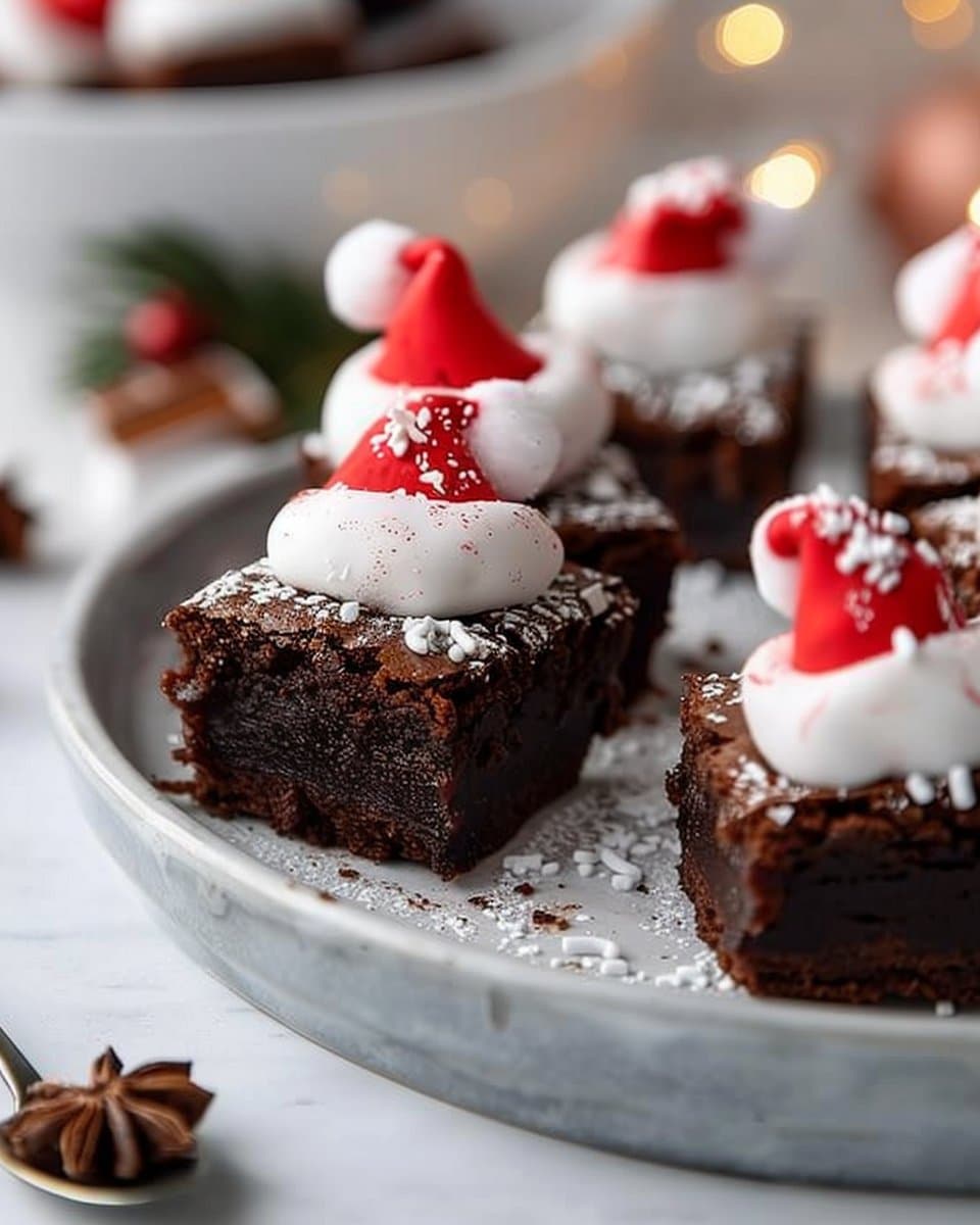 Santa Hat Brownie Bites