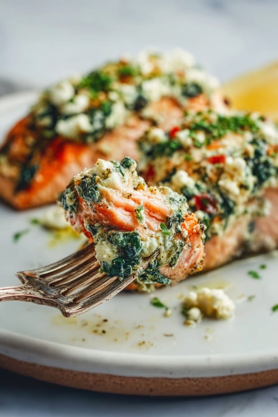 Spinach and Feta Stuffed Salmon