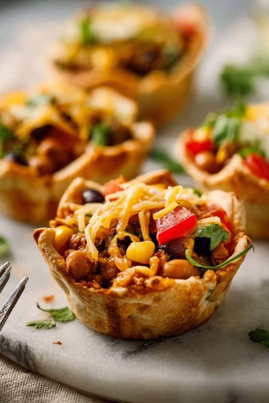 Three Bean Taco Cups